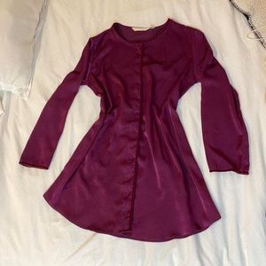 Purple silky button up nightgown